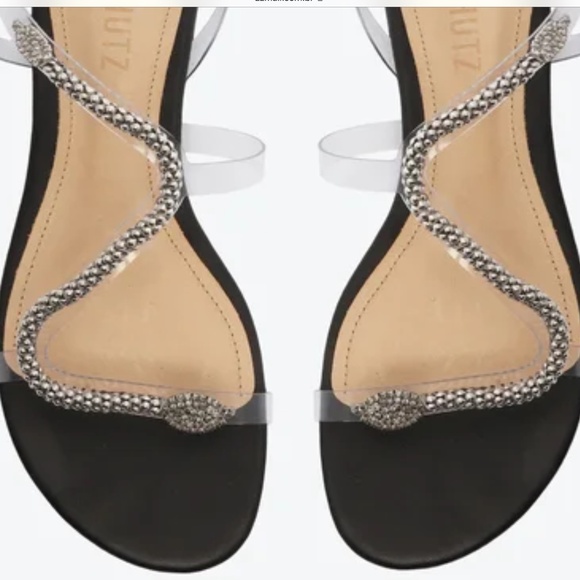 Schutz Gabby Clear, black and Silver Snake Sandals - Picture 3 of 5